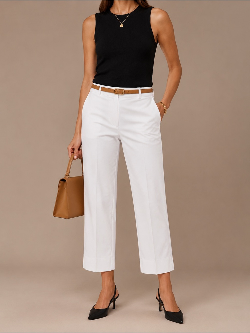 BCBGMAXAZRIA White Cropped Split-Hem Pants Size 4